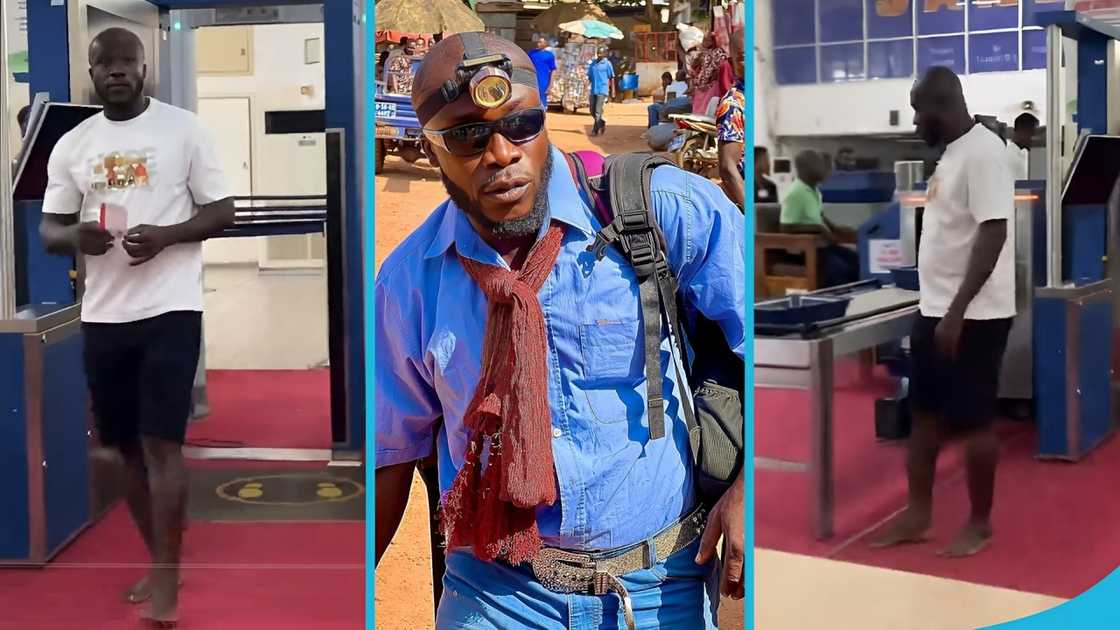 Dr Likee, Airport, Kumawood actor, Dr Likee barefooted, Movie stars, Celebrities