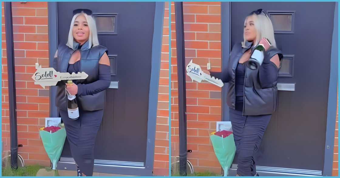 Ghanaian lady celebrates as she buys house in UK Ghanaian lady celebrates as she buys house in UK