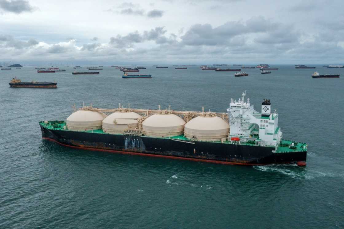 Vista aérea de barcos a la espera de acceder al Canal de Panamá, en Bahía de Panamá, el 23 de Agosto de 2023