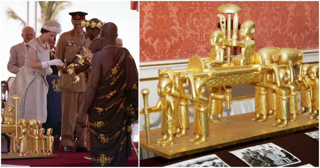 Queen Elizabeth receive gold gifts from Fante chiefs Queen Elizabeth receive gold gifts from Fante chiefs