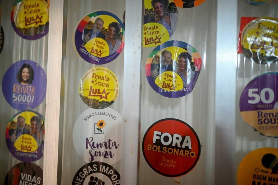 Election stickers are seen at the entrance of the house of Rio de Janeiro state congresswoman and re-election candidate Renata Souza, of the Socialism and Freedom Party (PSOL), at Mare favela, in Rio de Janeiro, Brazil, on September 02, 2022 Election stickers are seen at the entrance of the house of Rio de Janeiro state congresswoman and re-election candidate Renata Souza, of the Socialism and Freedom Party (PSOL), at Mare favela, in Rio de Janeiro, Brazil, on September 02, 2022