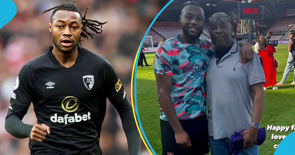Antoine Semenyo: Black Stars player warms hearts as he celebrates dad, flaunts his photo Antoine Semenyo: Black Stars player warms hearts as he celebrates dad, flaunts his photo
