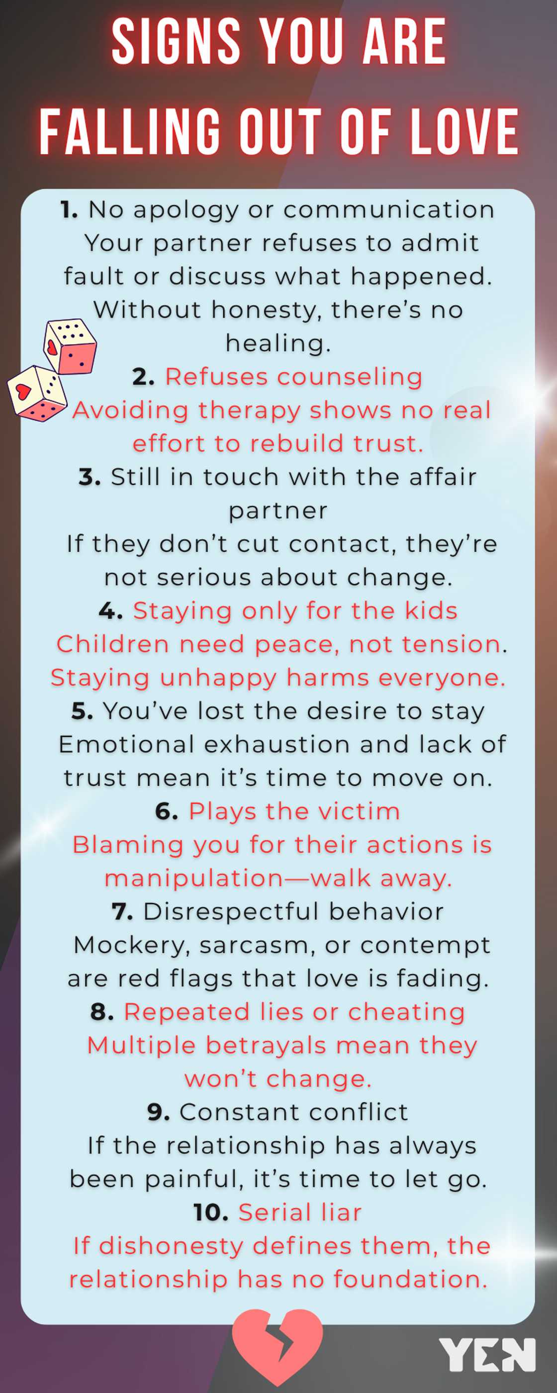 Signs you are falling out of love Signs you are falling out of love