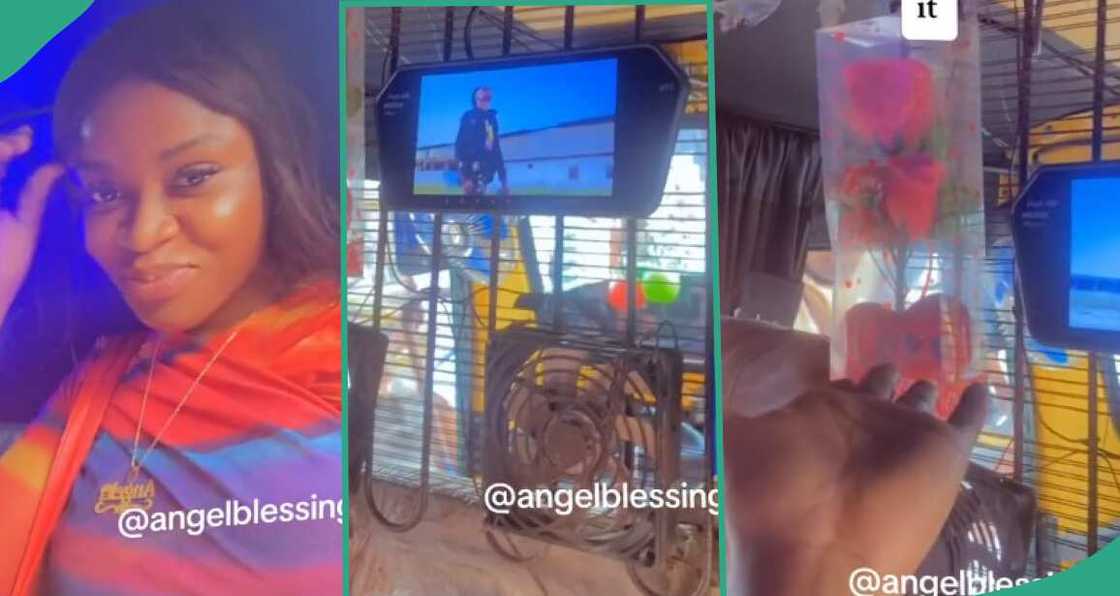 Video as lady shows keke with TV, fan, soft seats and other nice additions