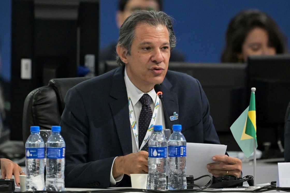 Brazilian Finance Minister Fernando Haddad speaks during the G20 finance ministers meeting in Sao Paulo, Brazil