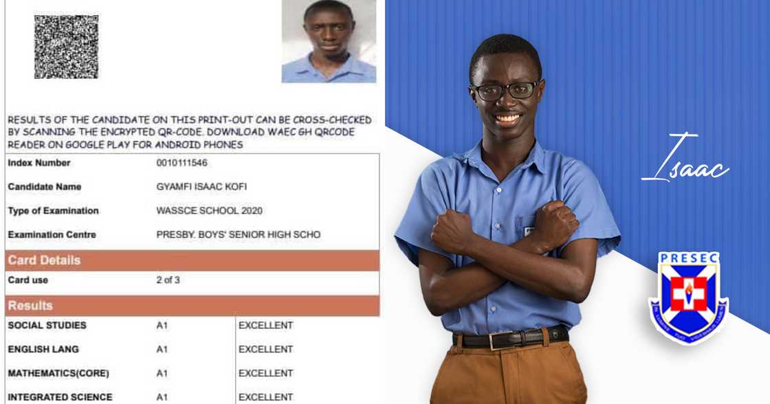 Gyamfi Isaac: Gakpetor's PRESEC NSMQ 2020 co-contestant scores 8As in WASSCE 2020