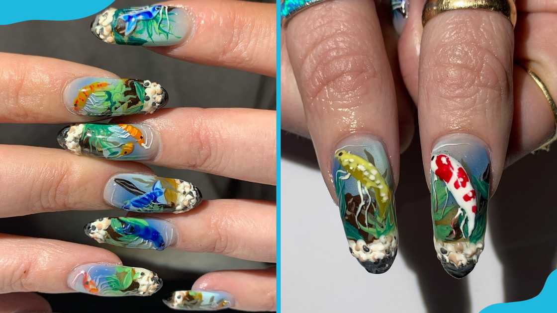 Underwater theme beach nail design Underwater theme beach nail design