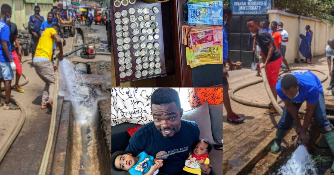 Nänä Teä: Father of twins uses his little savings to help clean gutters around Tema Station Nänä Teä: Father of twins uses his little savings to help clean gutters around Tema Station