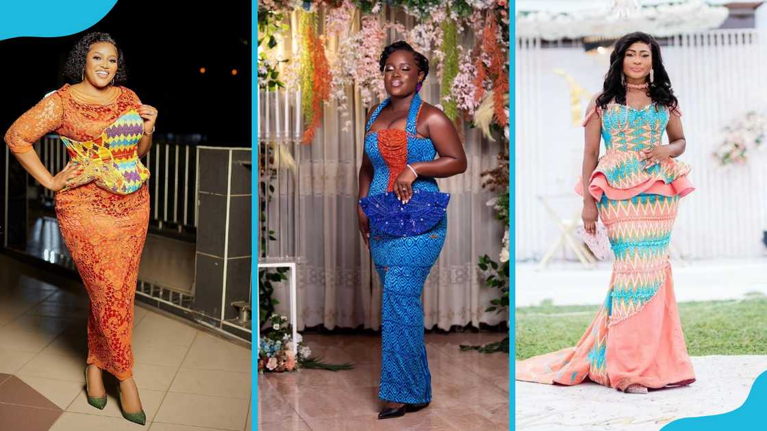 Women wearing Kente church wedding dresses Women wearing Kente church wedding dresses