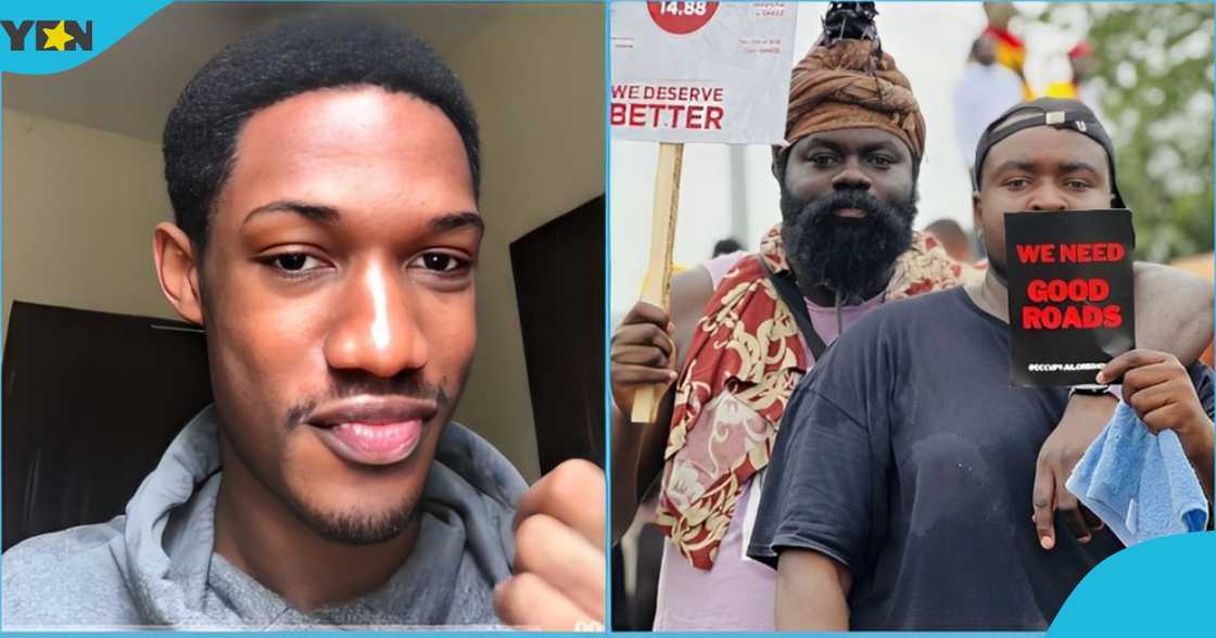 Photo of a young Ghanaian man and some demonstrators protesting in Ghana Photo of a young Ghanaian man and some demonstrators protesting in Ghana
