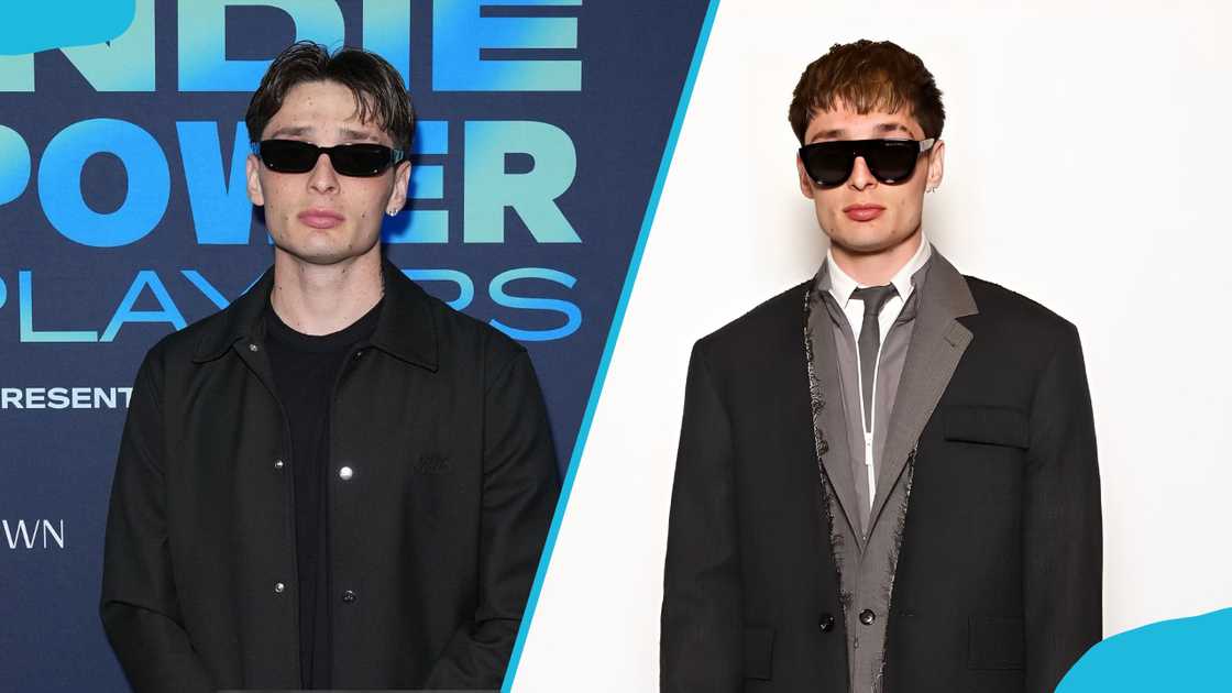 Peso Pluma poses at different events.