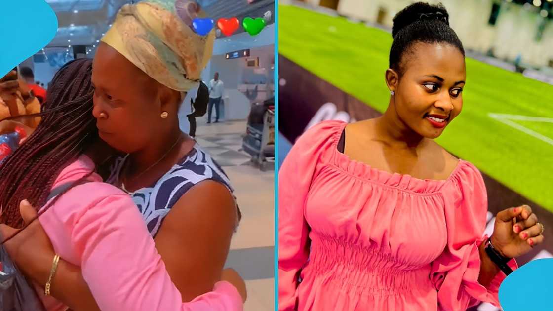 Ghanaian woman, relocate abroad, Miss Andy, emotional embrace Ghanaian woman, relocate abroad, Miss Andy, emotional embrace