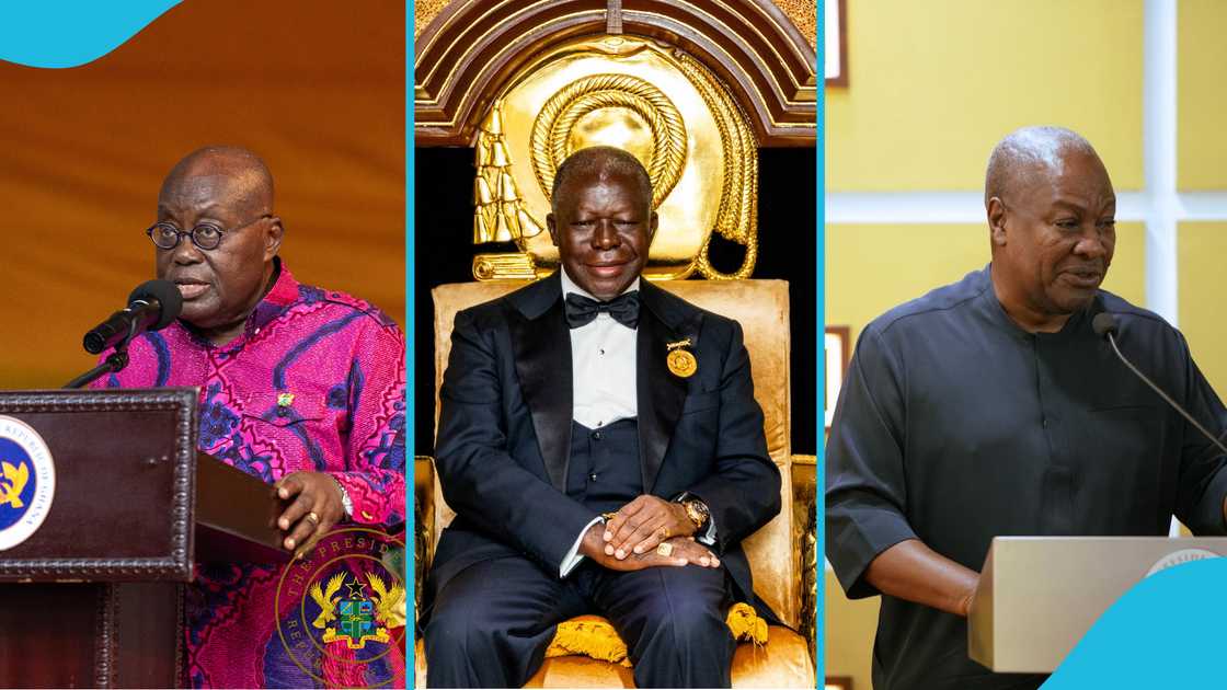 Asantehene, Otumfuo Osei Tutu II, President John Mahama, Nana Addo Dankwa Akufo-Addo, John Agyekum Kufuor, gold coin, Otumfuo's 27 years.