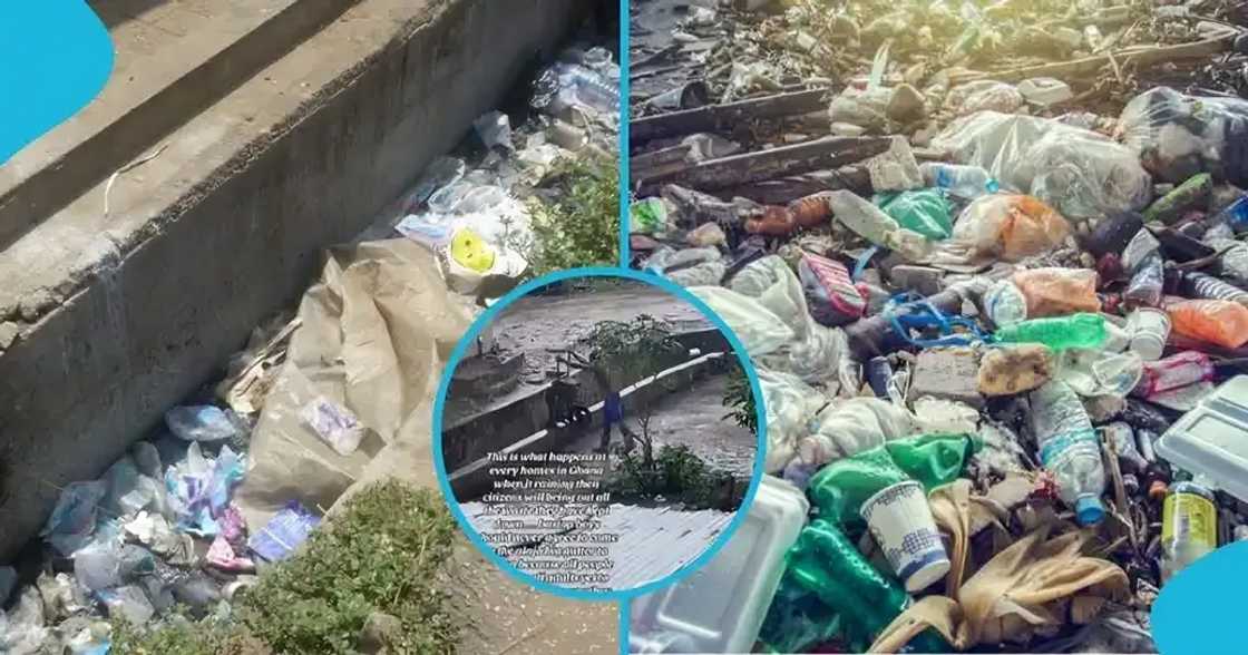 Rain, Flood, Gutter, Rubbish, Dumping of refuse, Ghana, People, Education, Driving in rain Rain, Flood, Gutter, Rubbish, Dumping of refuse, Ghana, People, Education, Driving in rain