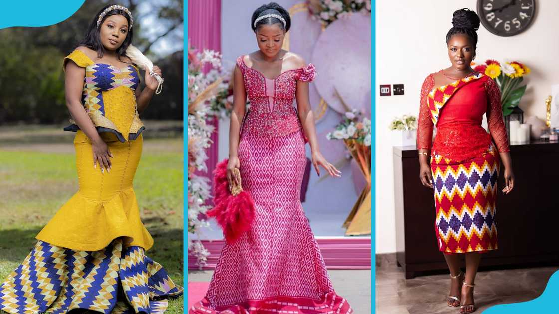 Women wearing Kente church wedding dresses Women wearing Kente church wedding dresses