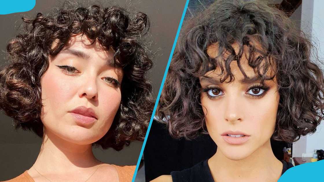 Curly French bob with bangs Curly French bob with bangs