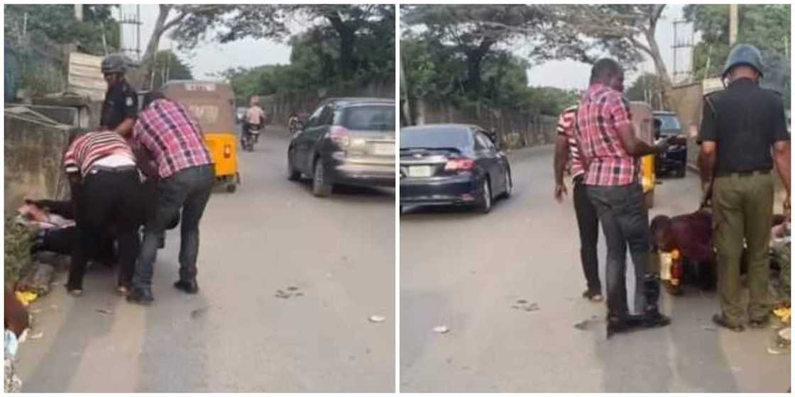Viral video shows moment okada rider turned his bike t o bed on road to evade police arrest Viral video shows moment okada rider turned his bike t o bed on road to evade police arrest