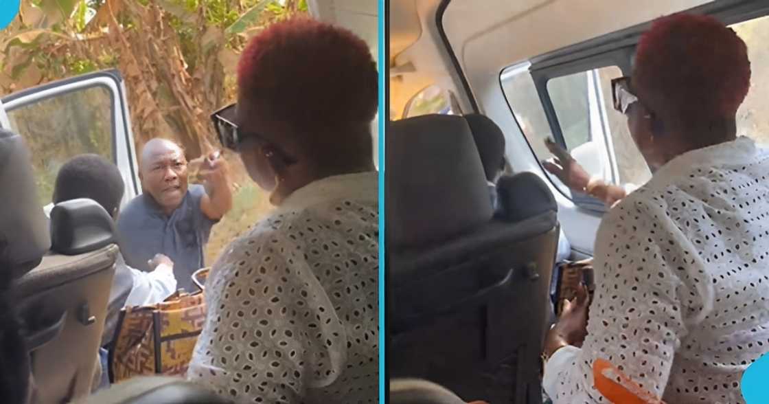 Trotro driver, female passenger, phone call, social media, commercial bus driver Trotro driver, female passenger, phone call, social media, commercial bus driver