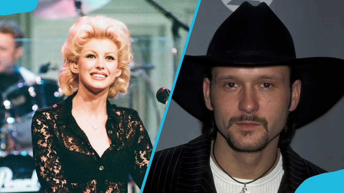 Faith Hill performs at The Tonight Show with Jay Leno (L). Tim McGraw attends The 38th Annual GRAMMY Awards (R). Faith Hill performs at The Tonight Show with Jay Leno (L). Tim McGraw attends The 38th Annual GRAMMY Awards (R).