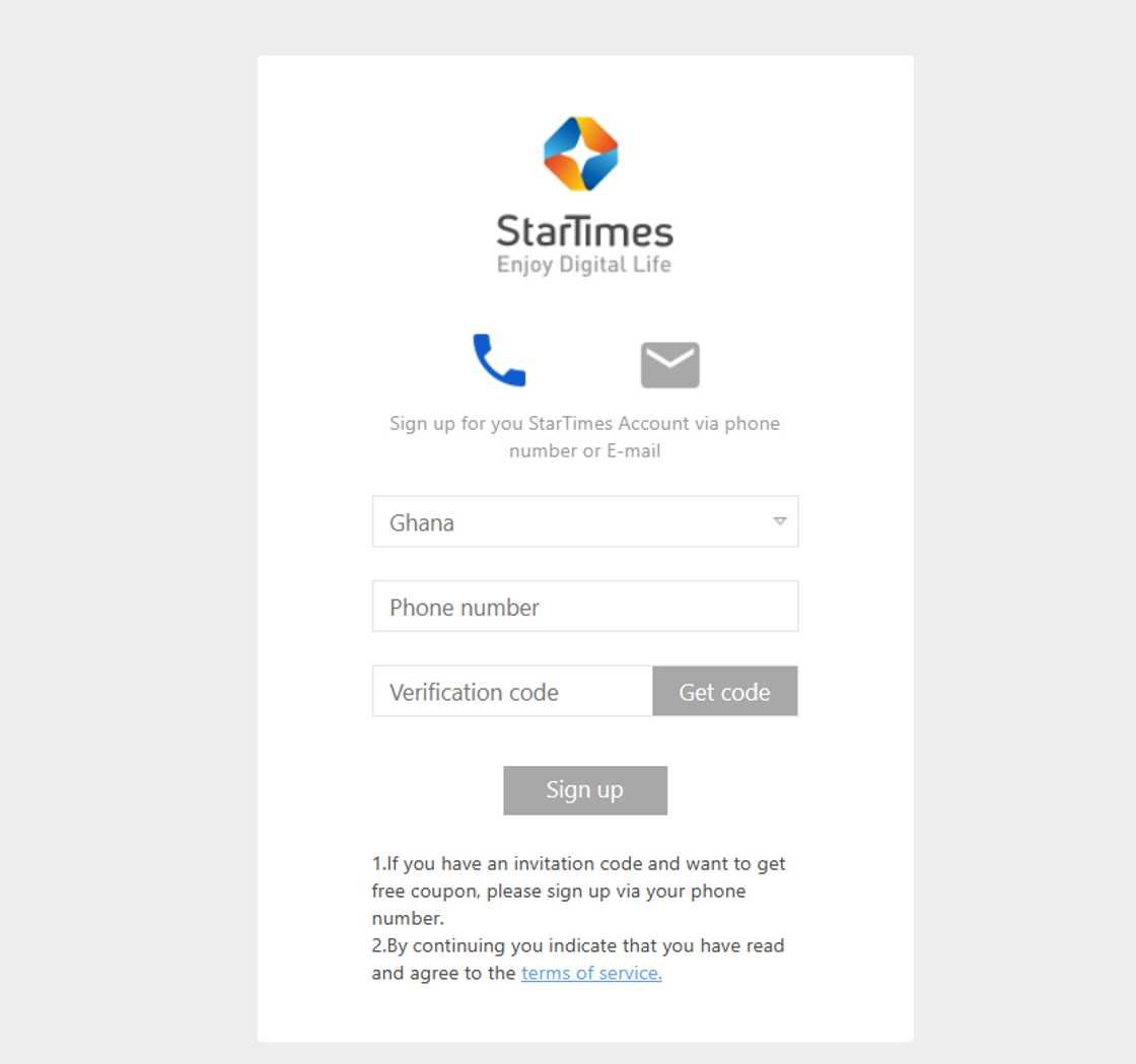 StarTimes Ghana sign up page StarTimes Ghana sign up page