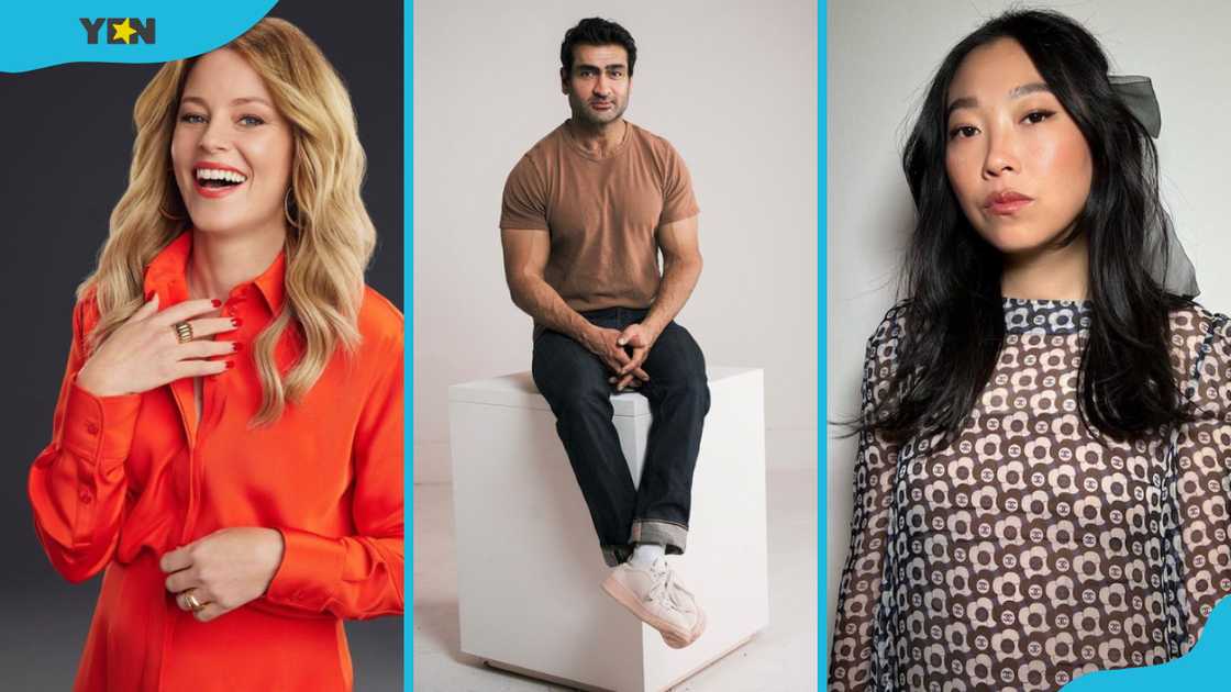 Migration cast: Elizabeth Banks (L), Kumail Nanjiani (C), and Awkwafina (R)