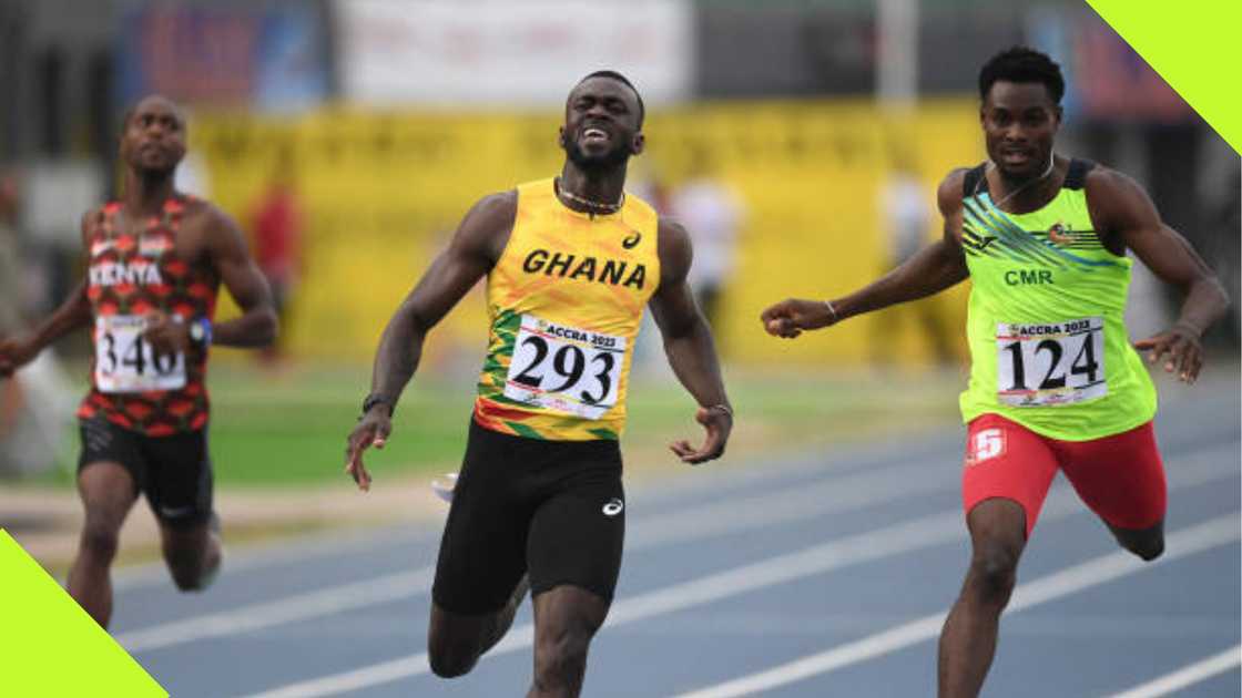 Joseph Paul Amoah racing for Ghana. Joseph Paul Amoah racing for Ghana.