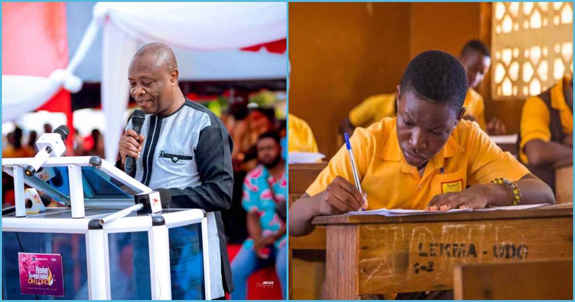 Photo of Prof George Oduro and students writing exams