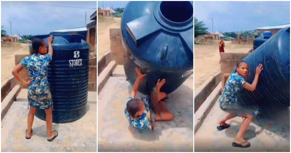Hilarious reactions trail video of tank falling on Nigerian lady while she jumped on the #DropItChallenge Hilarious reactions trail video of tank falling on Nigerian lady while she jumped on the #DropItChallenge