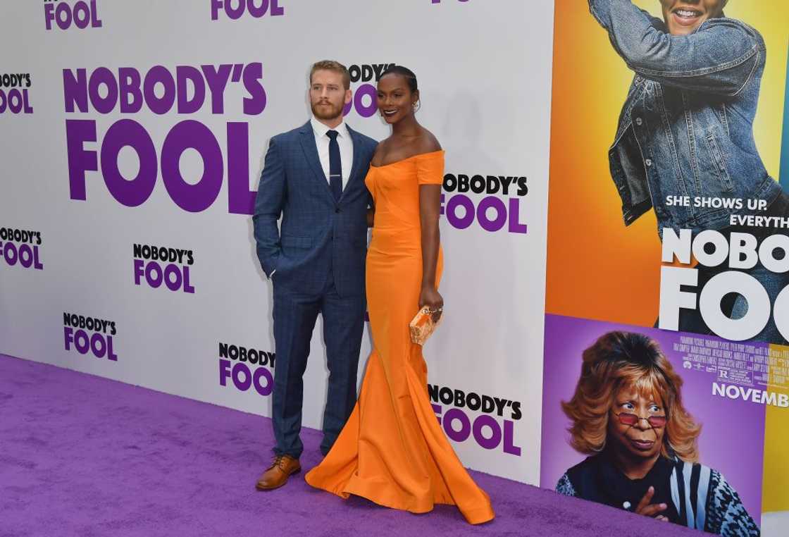 Tika Sumpter (R) and her husband Nicholas James (L) at the "Nobody's Fool" New York premiere