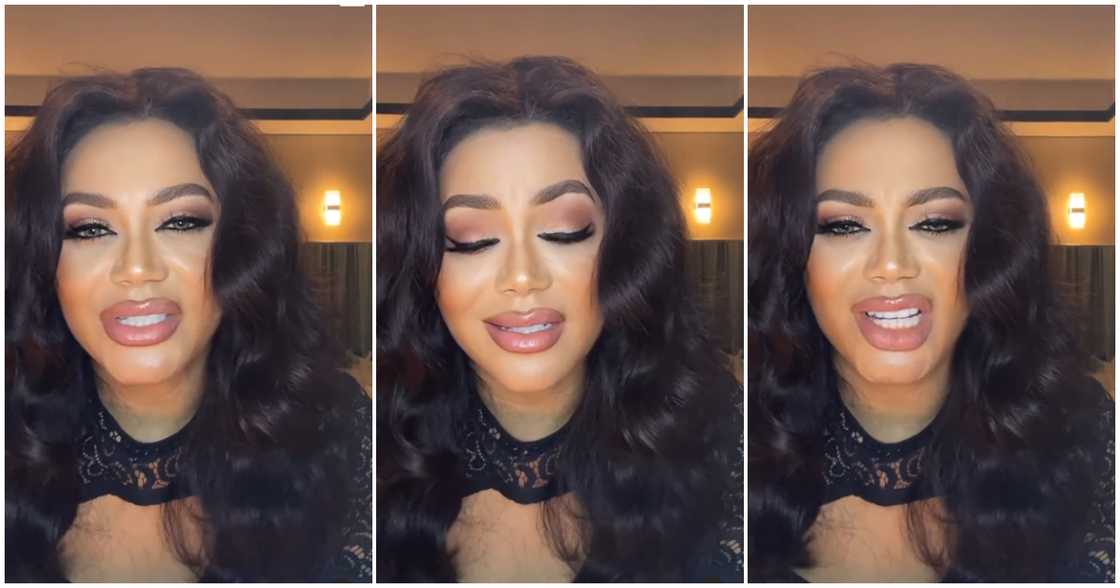 Nadia Buari slays in black dress and heavy makeup