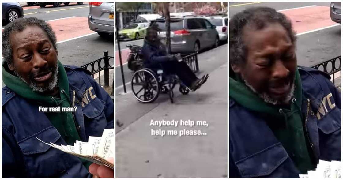 Homeless man in wheelchair, stranger, house rent, triple Homeless man in wheelchair, stranger, house rent, triple