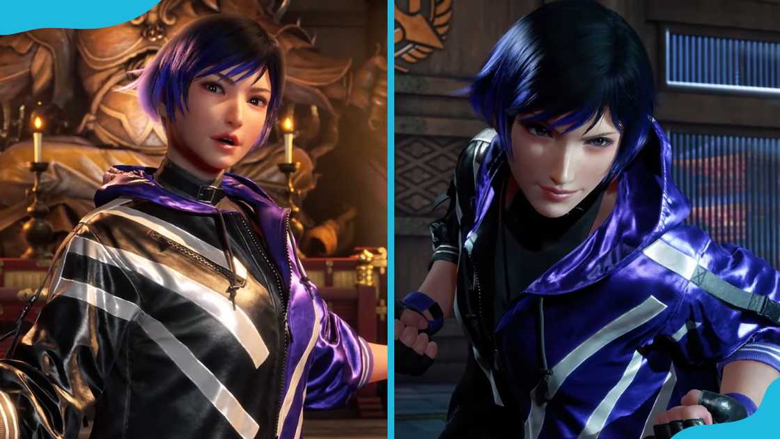 Reina is shown in a relaxed pose against an ornate background with warm tones and intricate designs Reina is shown in a relaxed pose against an ornate background with warm tones and intricate designs