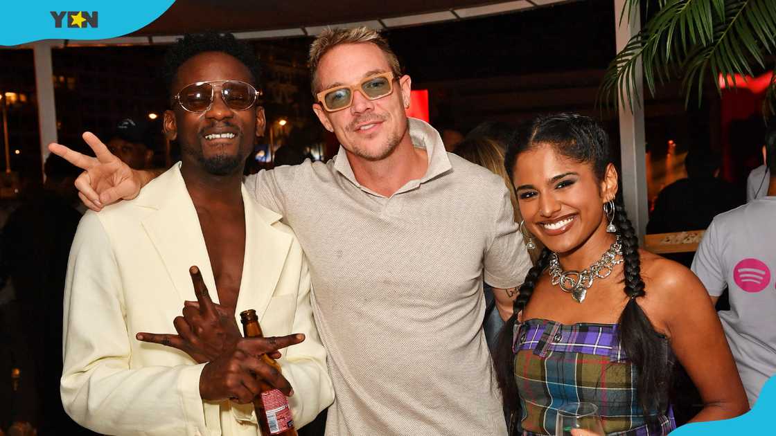 Mr Eazi (L), Diplo (C), and Arthi Nachiappan (R) at Cannes Lions 2024 in France. Mr Eazi (L), Diplo (C), and Arthi Nachiappan (R) at Cannes Lions 2024 in France.