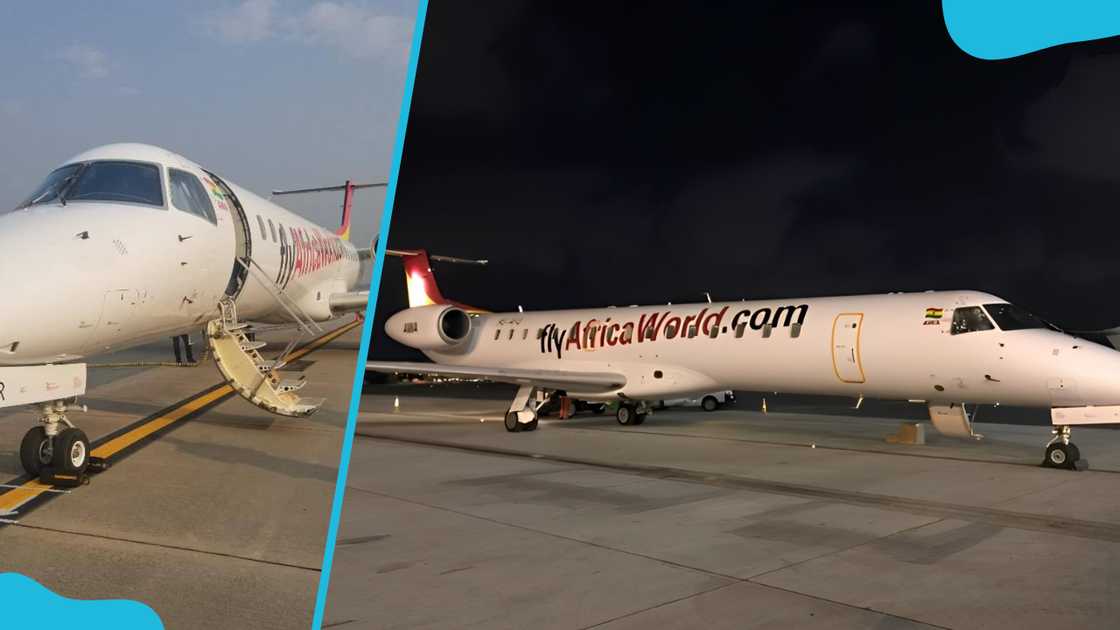 Two Africa World Airlines (AWA) jets at the airport. Two Africa World Airlines (AWA) jets at the airport.