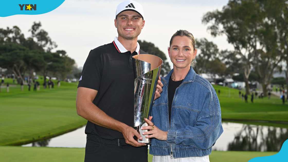 Ludvig Ă…berg of Sweden and his girlfriend, Olivia Peet at Torrey Pines Golf Course in San Diego, California. Ludvig Ă…berg of Sweden and his girlfriend, Olivia Peet at Torrey Pines Golf Course in San Diego, California.