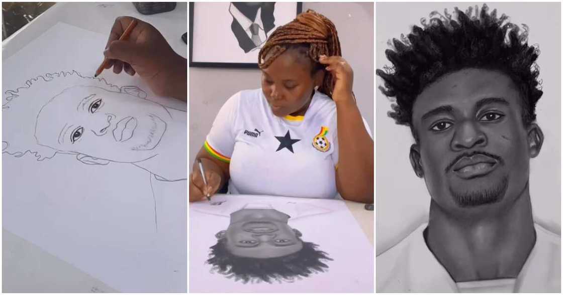 Ghanaian lady draws Mohammed Kudus. Ghanaian lady draws Mohammed Kudus.
