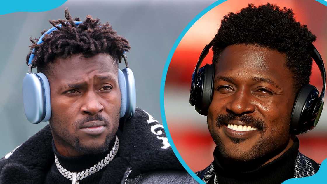 Antonio Brown walks the field in East Rutherford, NJ (L). Brown in Super Bowl LV in Tampa, Florida (R) Antonio Brown walks the field in East Rutherford, NJ (L). Brown in Super Bowl LV in Tampa, Florida (R)