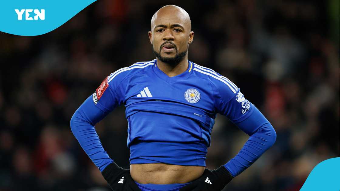 Jordan Ayew of Leicester City looks dejected after the Emirates FA Cup Fourth Round match between Manchester United and Leicester City at Old Trafford on February 7, 2025 in Manchester, England Jordan Ayew of Leicester City looks dejected after the Emirates FA Cup Fourth Round match between Manchester United and Leicester City at Old Trafford on February 7, 2025 in Manchester, England