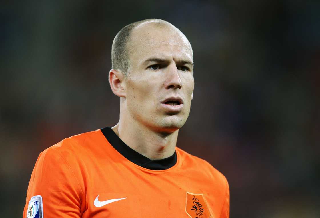 Arjen Robben during the 2010 FIFA World Cup South Africa Round of Sixteen match between Netherlands and Slovakia Arjen Robben during the 2010 FIFA World Cup South Africa Round of Sixteen match between Netherlands and Slovakia