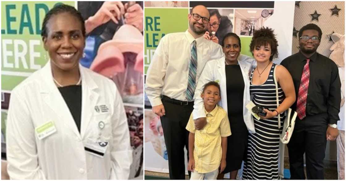 Photo of Black mom Shamone Gore Panter, her husband, and her kids.