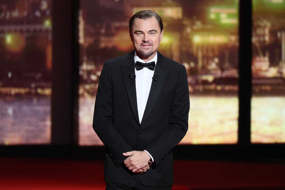 Leonardo DiCaprio speaks onstage during the opening ceremony at the 78th annual Cannes Film Festival. Leonardo DiCaprio speaks onstage during the opening ceremony at the 78th annual Cannes Film Festival.