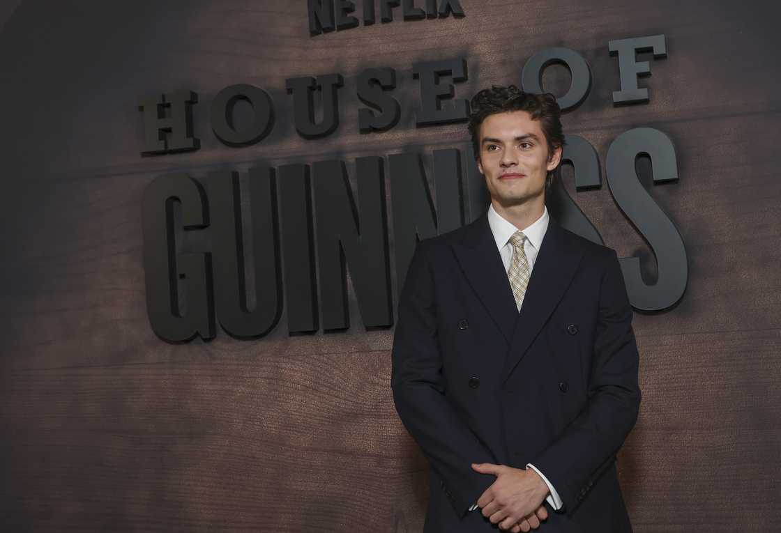 Louis Partridge as Edward Guinness attends the "House of Guinness" London Premiere