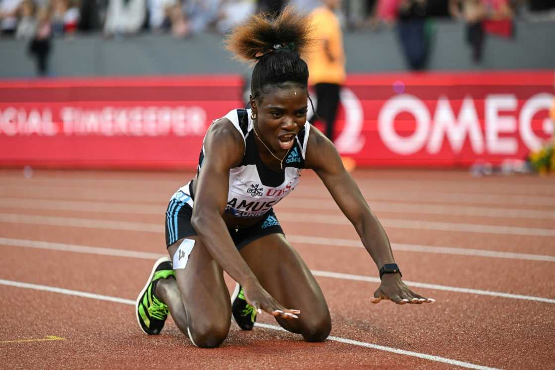Nigeria's Tobi Amusan celebrates after victory in the women's 100m hurdles final in Zurich on September 8, 2022 Nigeria's Tobi Amusan celebrates after victory in the women's 100m hurdles final in Zurich on September 8, 2022