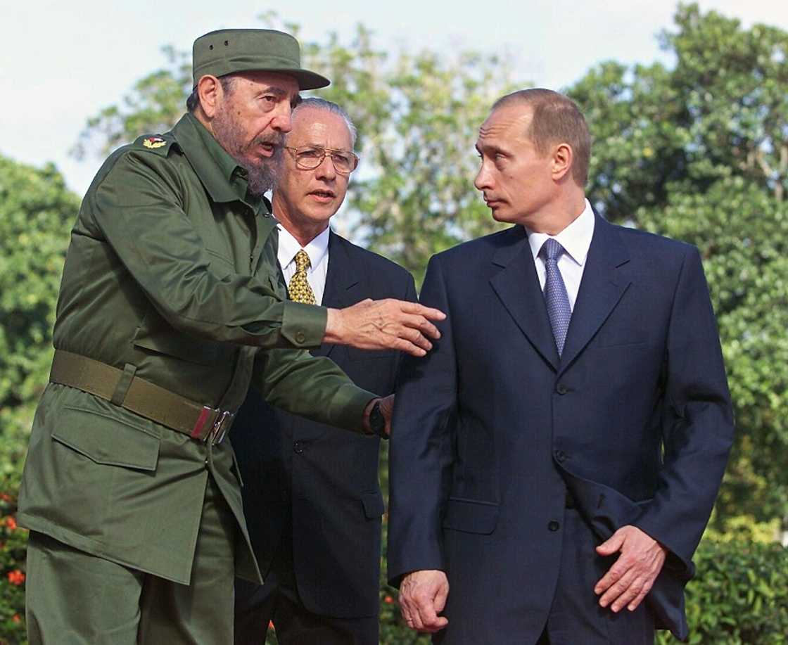 Cuban President Fidel Castro, a pro-Moscow revolutionary who played a key role in the 1962 missile crisis, meets in 2000 in Havana with Russian President Vladimir Putin, who has brandished nuclear weapons in the 2022 Ukraine war Cuban President Fidel Castro, a pro-Moscow revolutionary who played a key role in the 1962 missile crisis, meets in 2000 in Havana with Russian President Vladimir Putin, who has brandished nuclear weapons in the 2022 Ukraine war