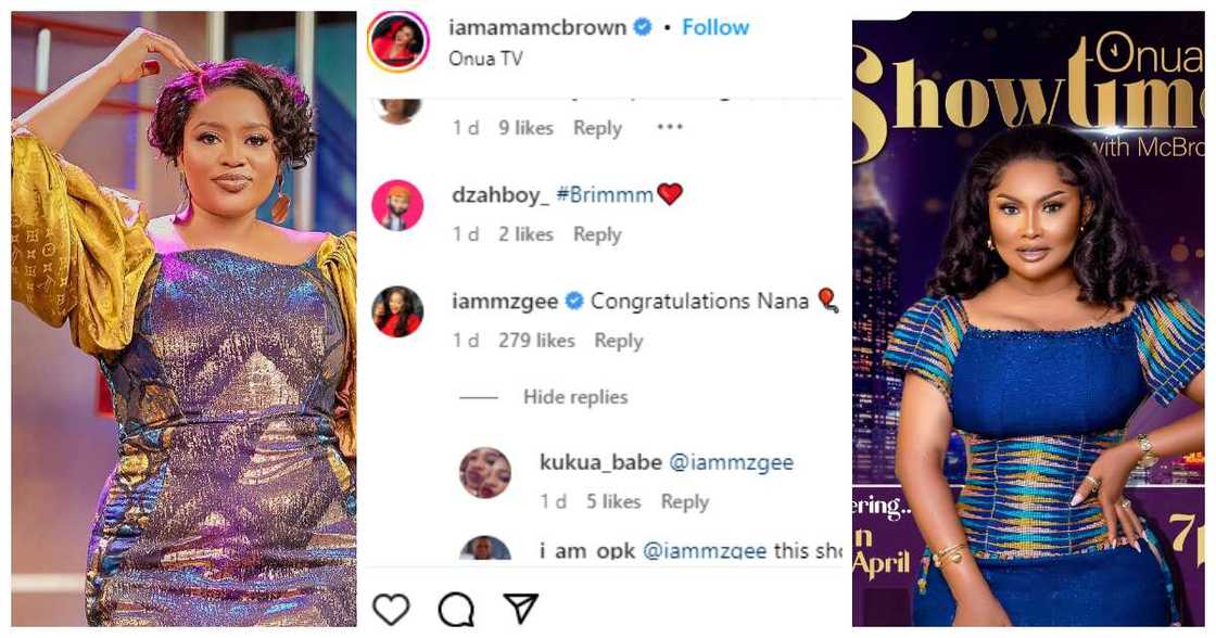 MzGee congratulates Nana Ama McBrown for Onua Showtime's success. MzGee congratulates Nana Ama McBrown for Onua Showtime's success.