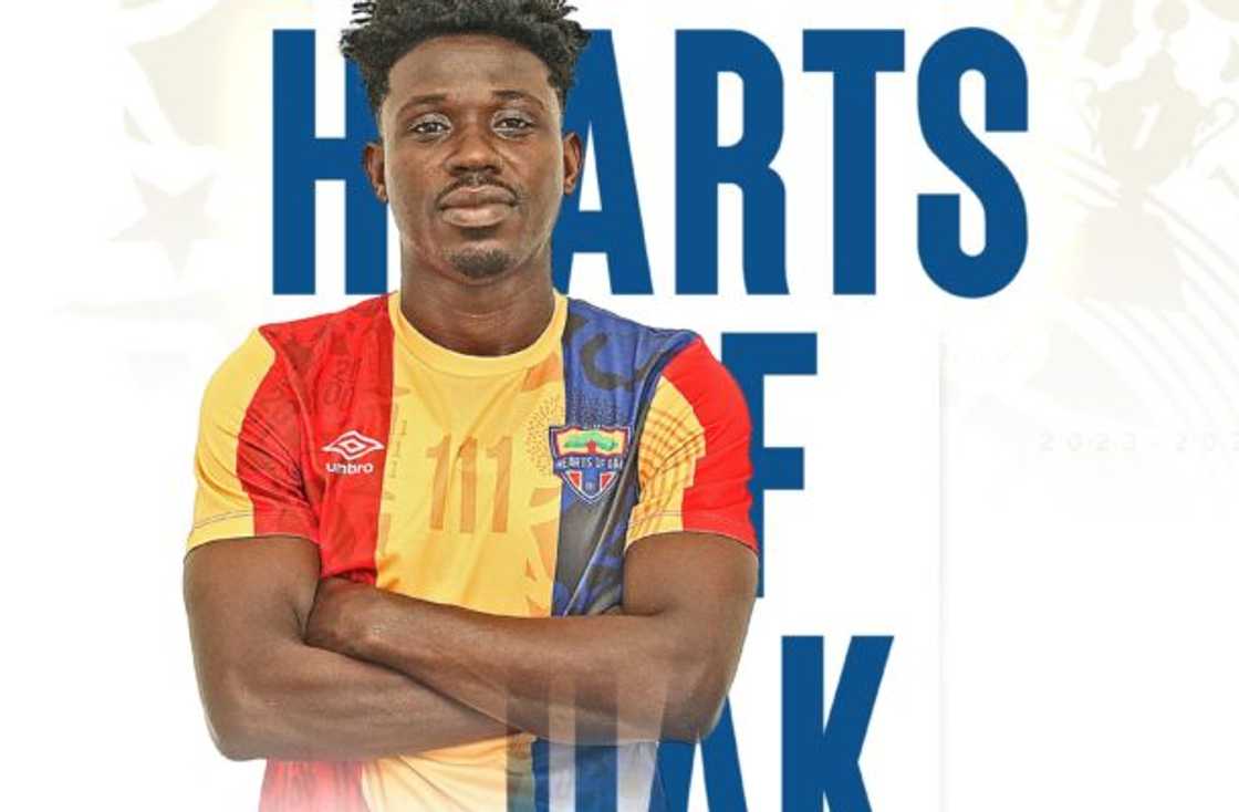 Defender Francis Adjetey was announced by Accra Hearts of Oak in February 2023 Defender Francis Adjetey was announced by Accra Hearts of Oak in February 2023