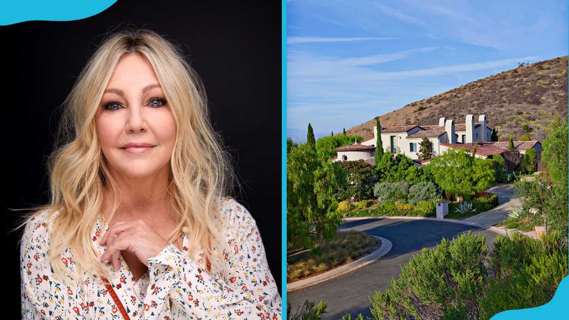 Heather Locklear during The Kelly Clarkson Show - Season 3 shoot (L). A house on a hill by a road in California (R).