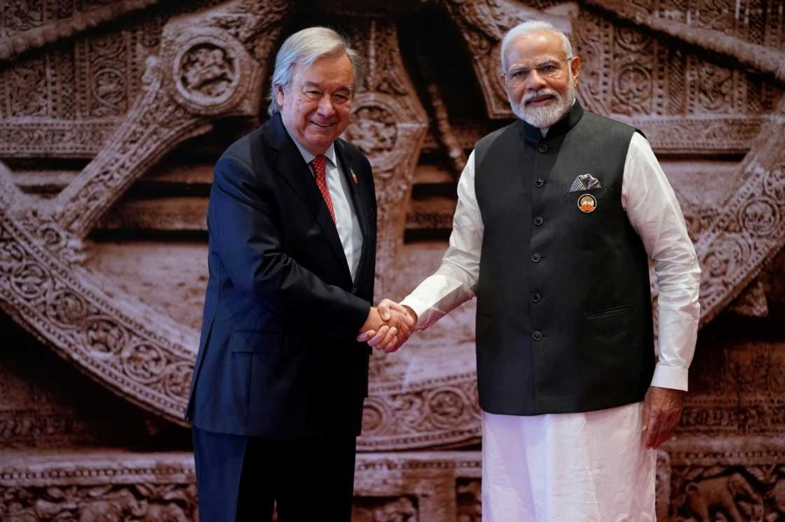 UN chief Antonio Guterres (L, with Indian Prime Minister Narendra Modi) has warned of growing global divisions UN chief Antonio Guterres (L, with Indian Prime Minister Narendra Modi) has warned of growing global divisions