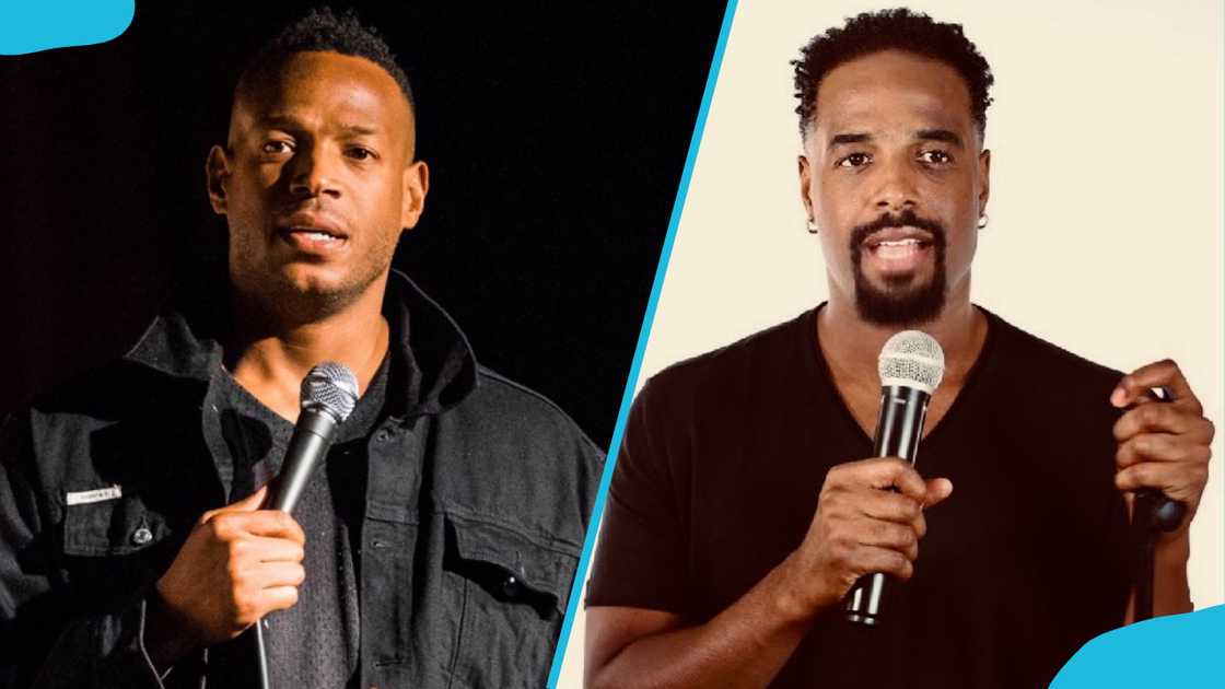 Comedians Marlon and Shawn using microphones