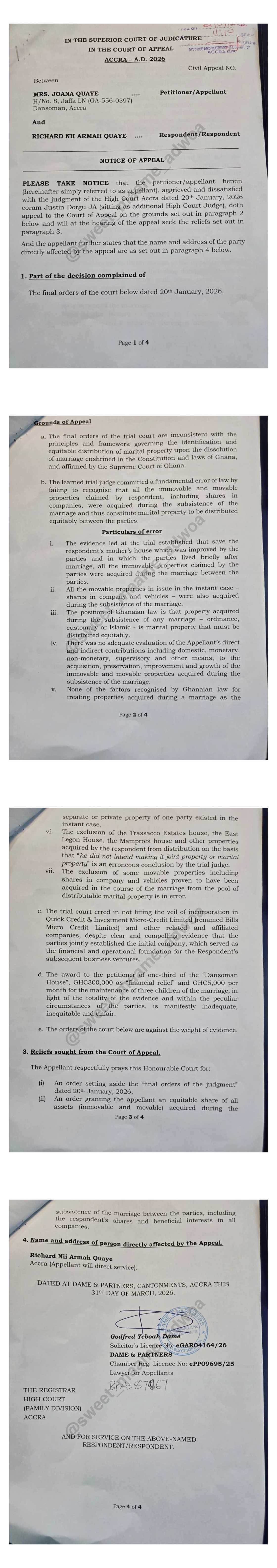 Richard Nii Armah Quaye, Joana Quaye, RNAQ Divorce, Celebrity Divorce, Bills Microcredit Founder, RNAQ's Ex-Wife